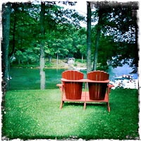 Red Adirondack chair in Deep Creek Maryland
