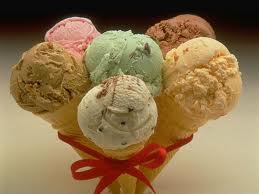 a bunch of ice cream cones